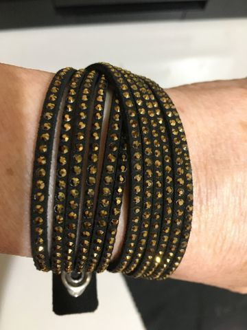 Pulseira de couro swarovski - Foto 2