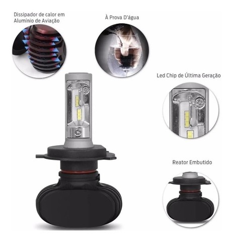 Kit Ultra Led Shock Light Titanium H7 6000k 10000 Lumens Par - Foto 5