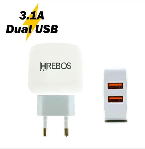 Kit carregador Tomada Dual Usb + cabo Micro Usb V8 Hrebos HS-66V - Foto 2
