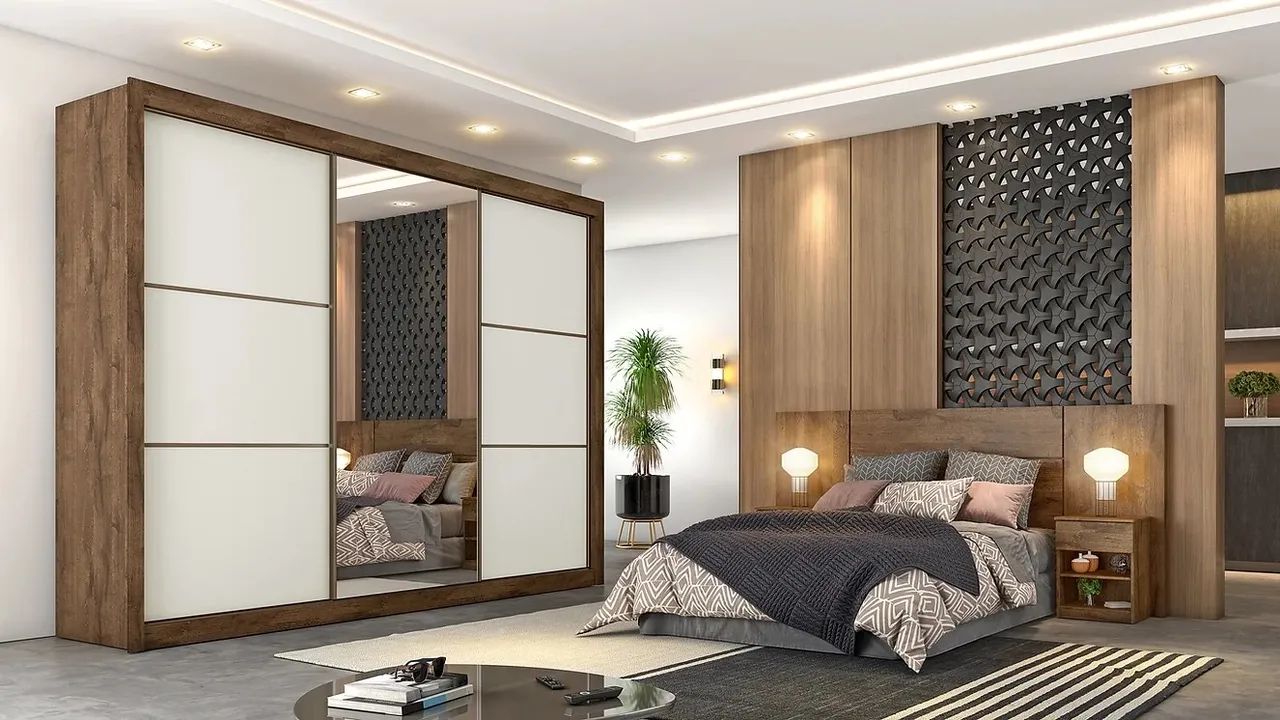 Roupeiro Braga 3P com 1 Porta Espelhada 100%MDF s65 - Foto 3
