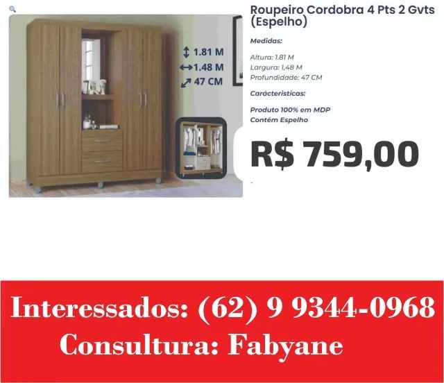 Guarda Roupa Cordobra 4P2G - Foto 3
