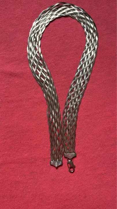 Colar de corrente trançada em prata - Foto 2