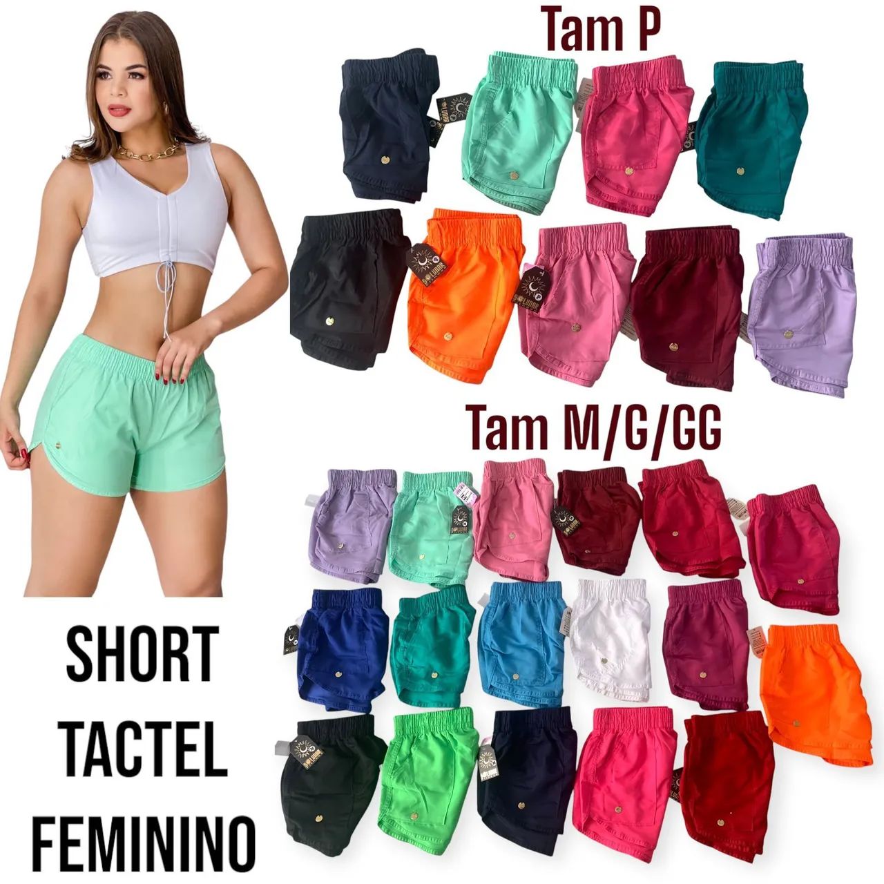 Short Tactel Feminino - Várias Cores e Tamanhos