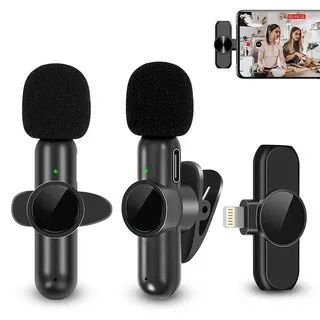 Kit 2 Microfones de Lapela Wireless Sem Fio -IOS Lightning Onistek -MC812 Loja Coimbra  - Foto 3