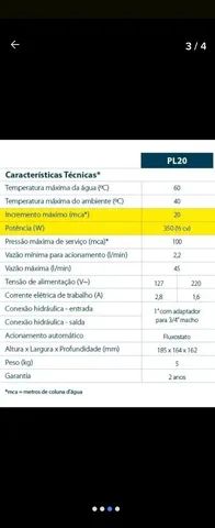 2 Pressurizador Lorenzetti PL20 - 220V- 20mca - Foto 4