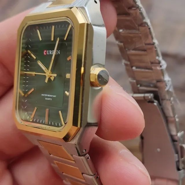 Relógio Curren Dourado Fundo Verde - Foto 4