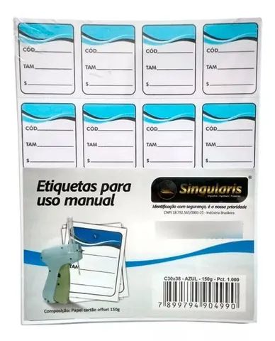 etiquetas para roupa tag de precificação 30x38 mm cor - azul