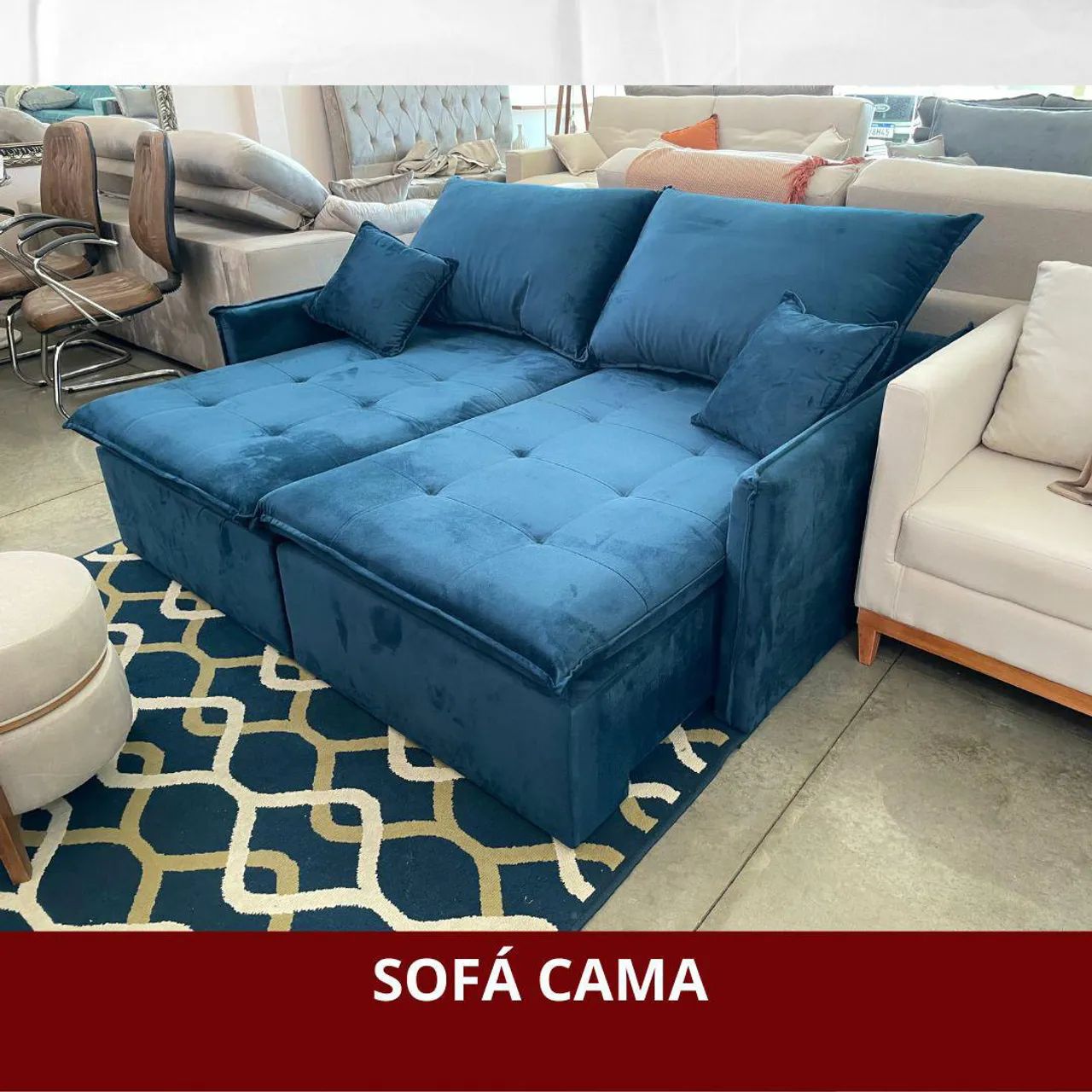 Sofá cama  e retrátil azul marinho  - Foto 2