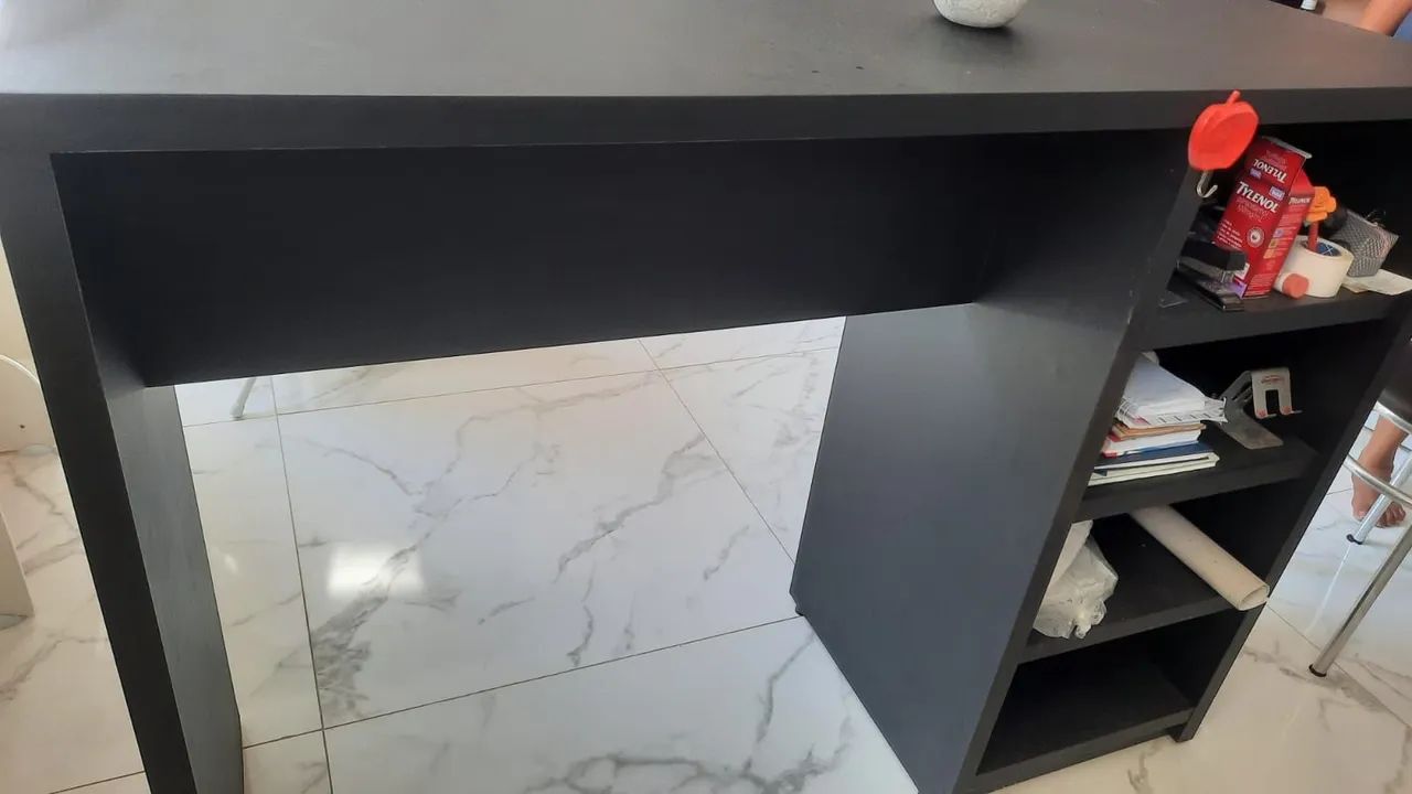 Mesa bancada madeira com nicho  - Foto 4