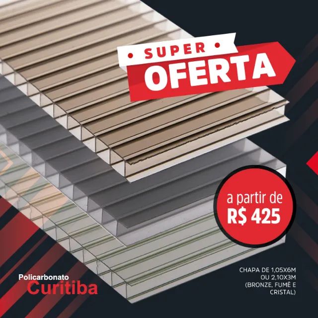 Chapa alveolar 6mm (1,05x6m ou 2,10x3m) - consulte cores