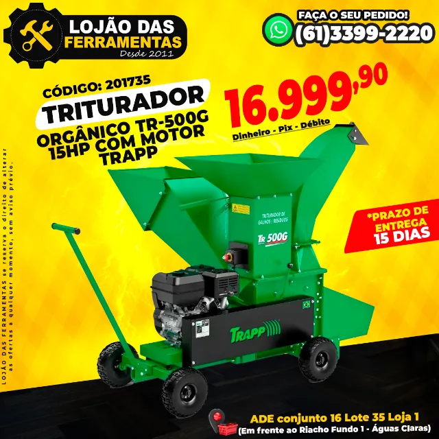 Triturador Orgânico TR-500g 15Hp Com Motor Trapp