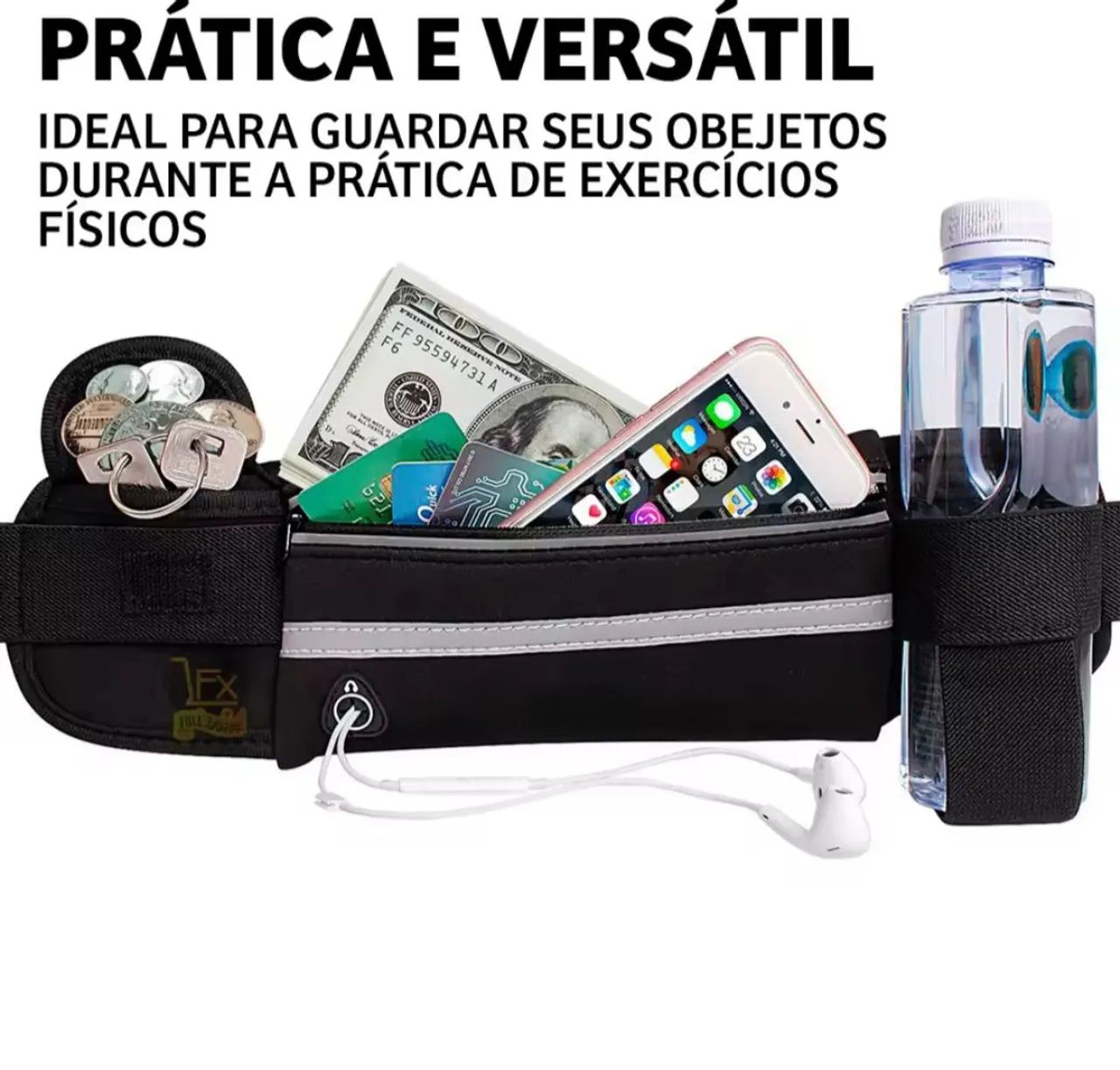 Pochete Esportiva cintura preta porta celular  - Foto 5
