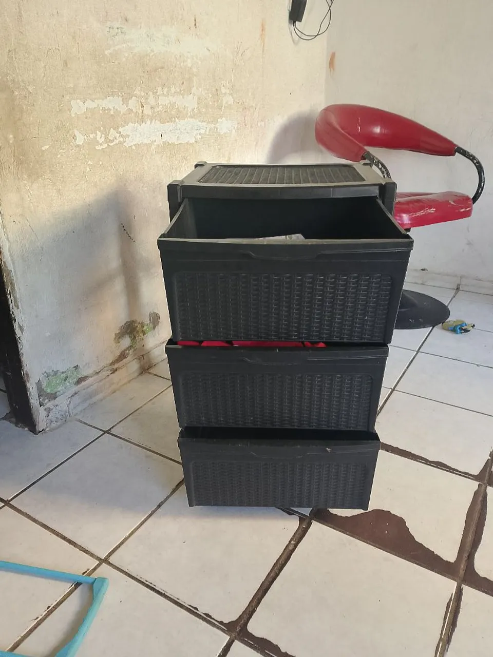 Gaveteiro Organizador Preto com 3 Gavetas