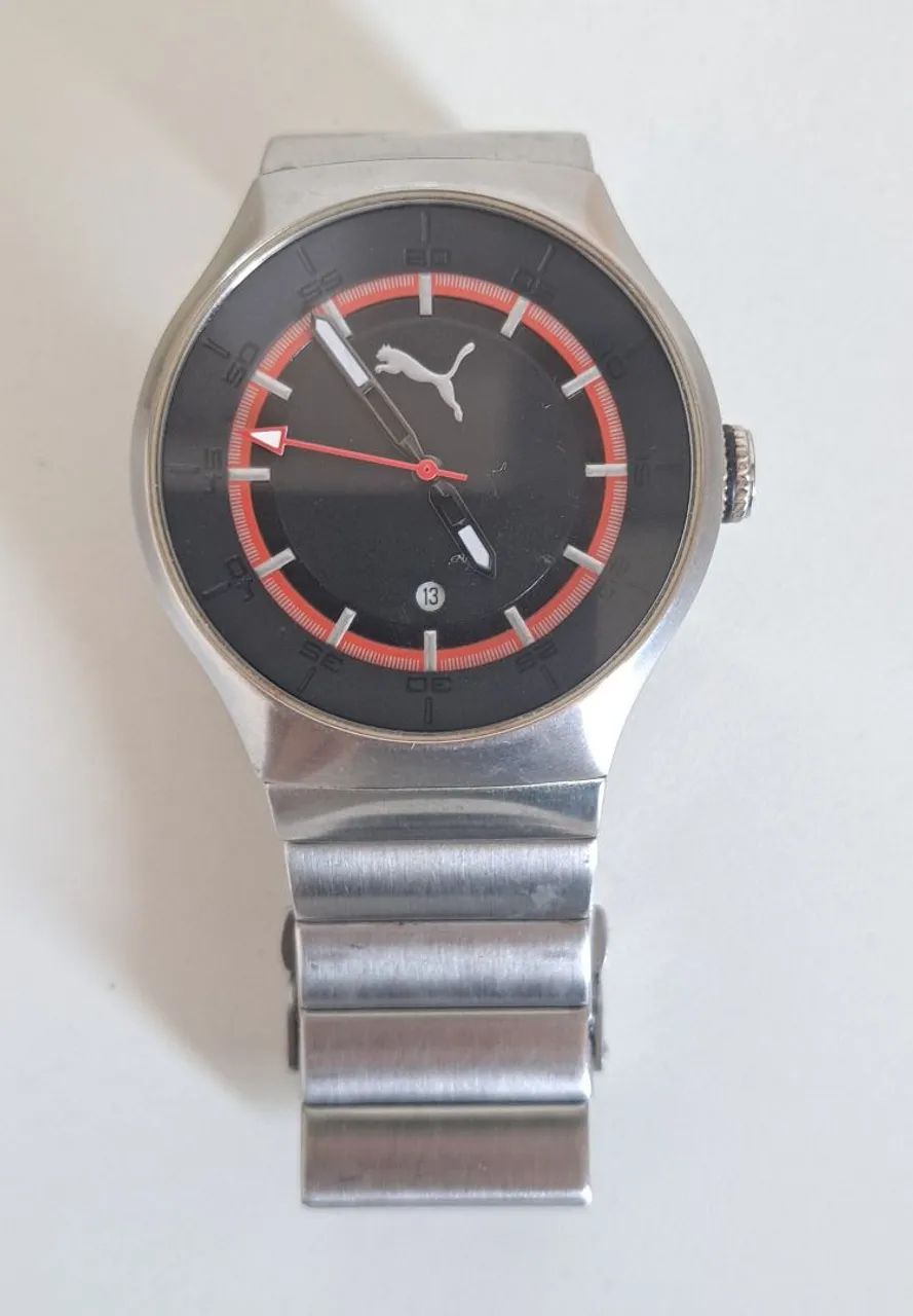 Relógio Puma Masculino Moderno Preto e Prata Acessórios Jardim