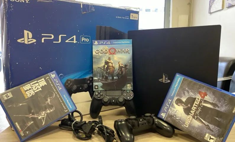 PS4 Pro + 2 controles + 3 jogos originais - Foto 4
