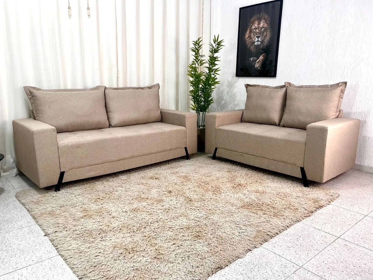 Sofá 3 e 2 lugares Molas Bonnel Linho rf643