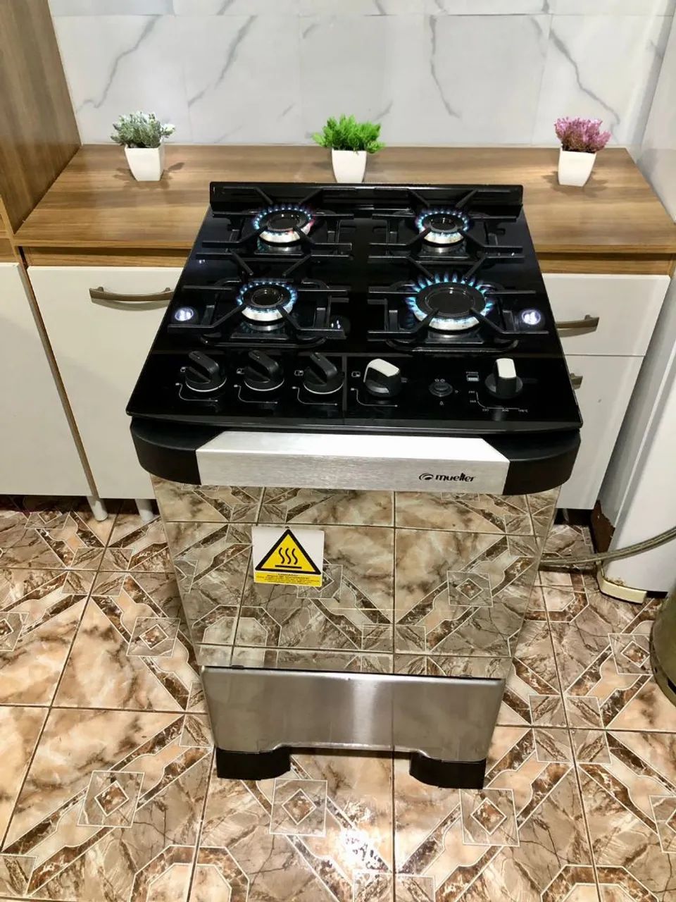 VENDO FOGÃO MODELO MUELLER MESA DE VIDRO ESPELHADO 04 BOCAS  - Foto 4
