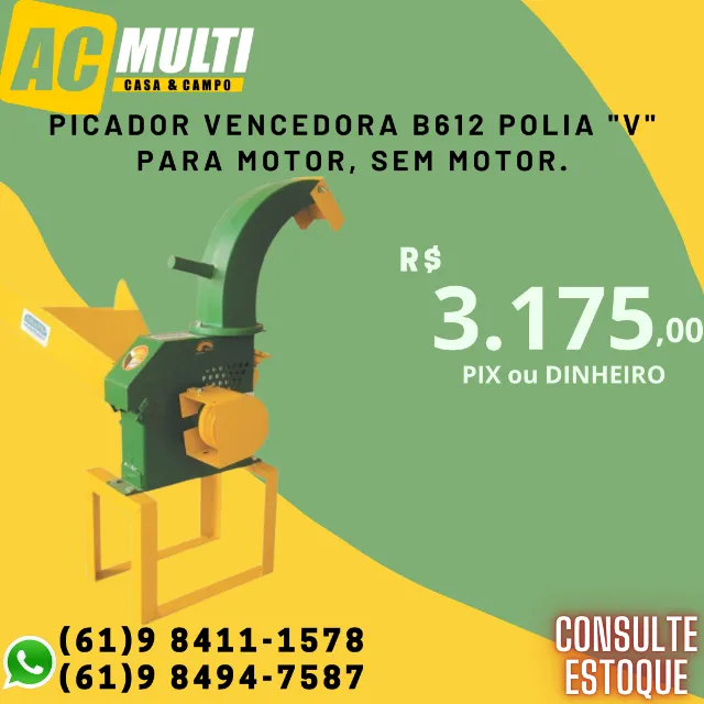 Picador Vencedora B612 polia "V" para motor, sem motor.