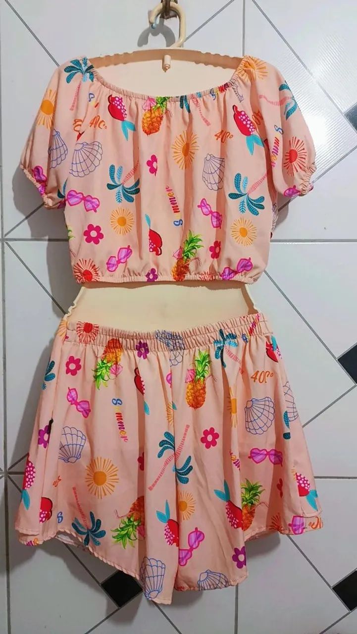Conjunto de short saia + cropped - Foto 2