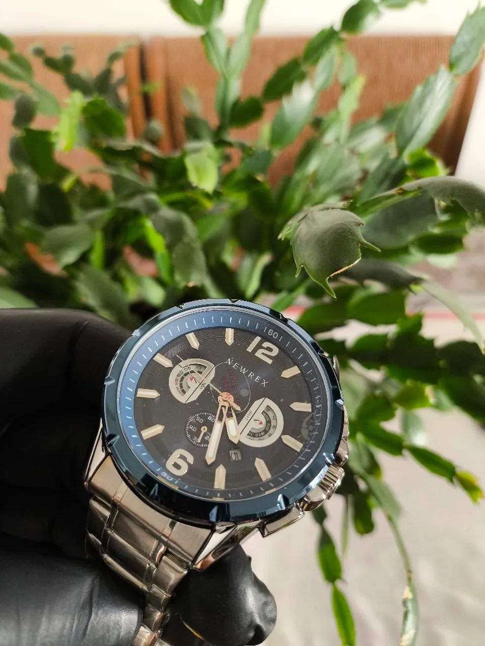Relógio Masculino Newrex Azul e Prata - Foto 3
