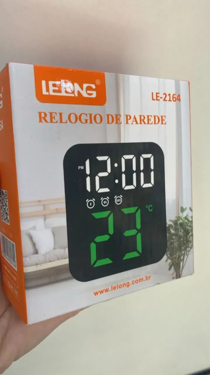 Relógio Digital Led Mesa Ou Parede Temperatura Alarme Usb -Le 2164 - Loja Coimbra Entrega - Foto 2