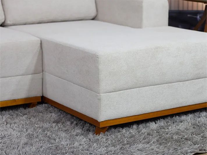 Sofá 3 Lugares 2,50m com Chaise Viena Boucle Bege a75 - Foto 3