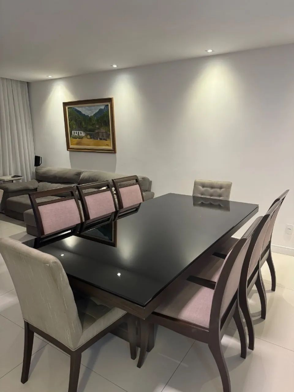 Mesa de Jantar retangular com tampo de vidro - Excepcional - Foto 4
