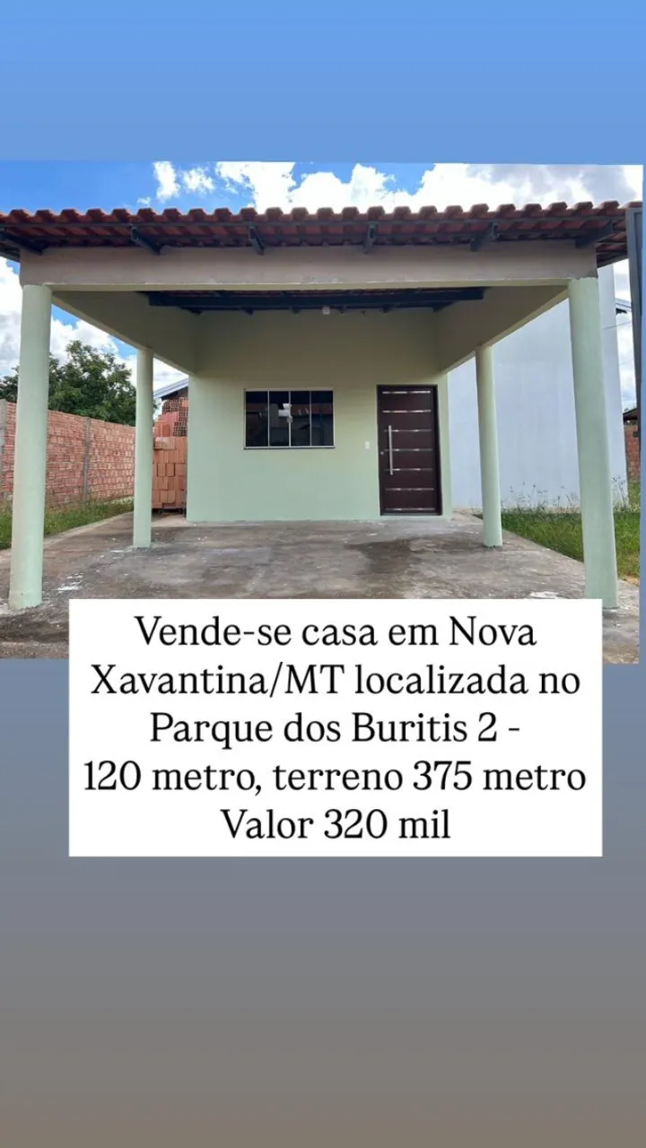Vende-se uma casa em Nova Xavantina/MT no Parque dos Buritis 2
