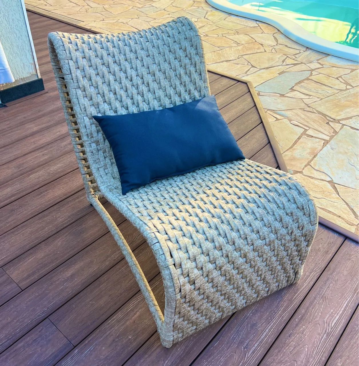 Poltrona jardim espreguiçadeira alumínio corda nautica  - Foto 2