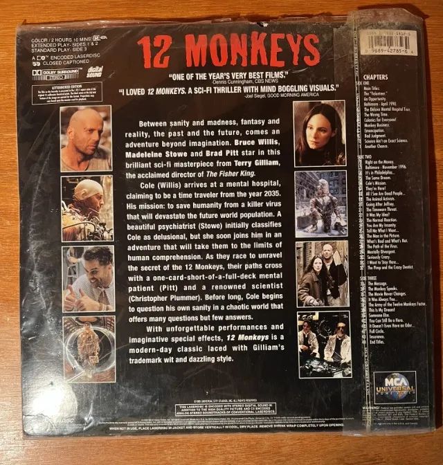 Laserdisc Os Doze Macacos (12 Monkeys) - RELÍQUIA AINDA NO PLÁSTICO - Versão Estendida - Foto 2