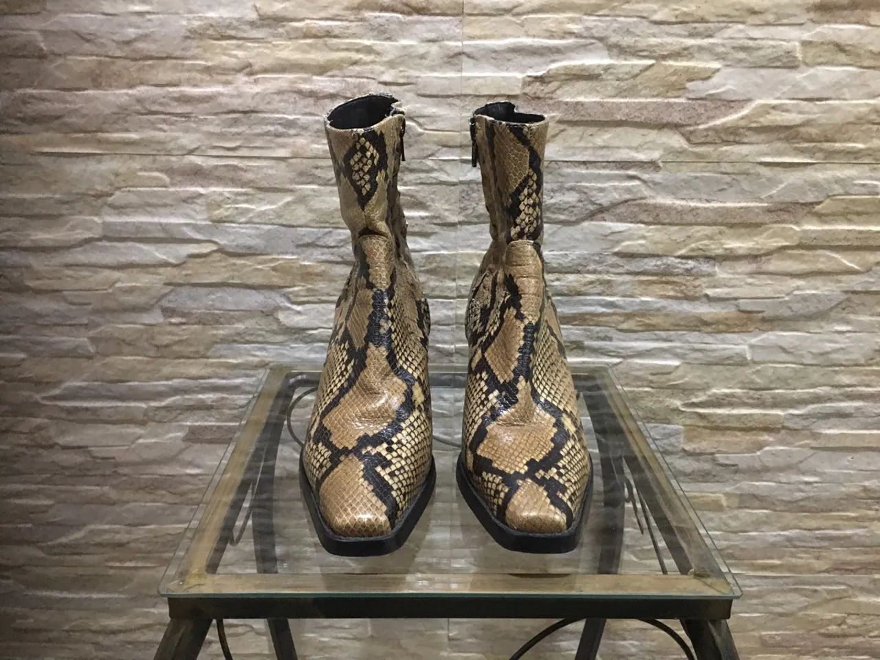 Botas de Couro Zara Animal Print 