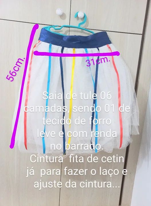 SAIA de Tule varias camadas + tiara c/ flores - Foto 2