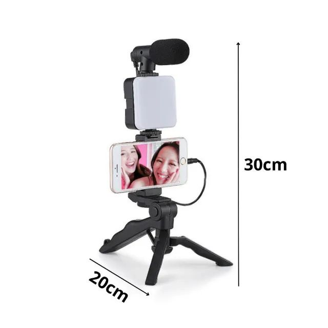 Kit Gravação Com Microfone, LED, Tripé Portátil - Foto 2