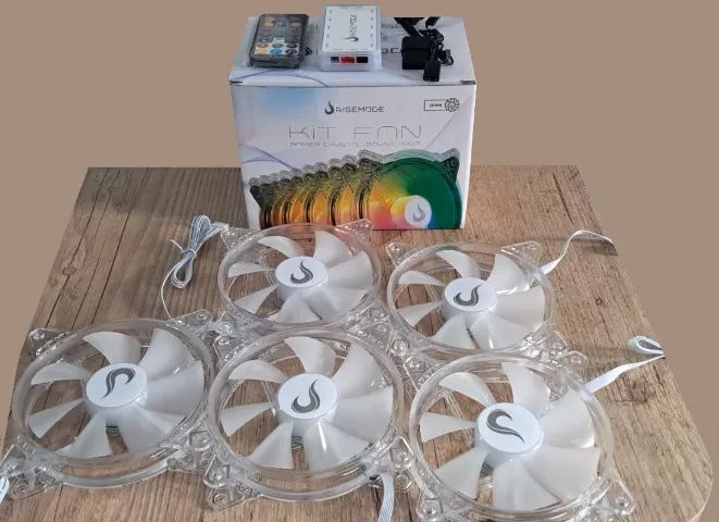 [Novo]Kit com 5 Ventoinhas Rise Mode Crystal Sound, 120mm, ARGB. Cooler Fan - Foto 3