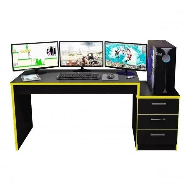 Mesa Gamer Preta com Detalhes Vermelhos - Foto 4