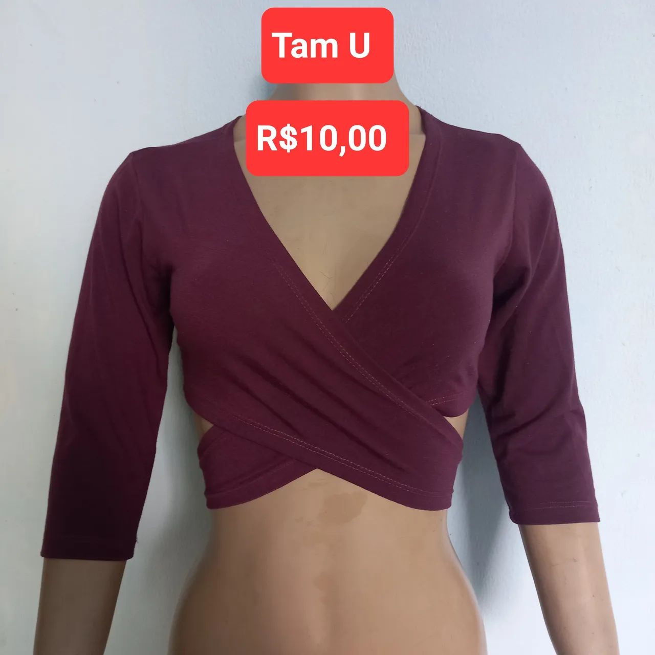 Blusa cropped verde - Tam Única - Foto 2