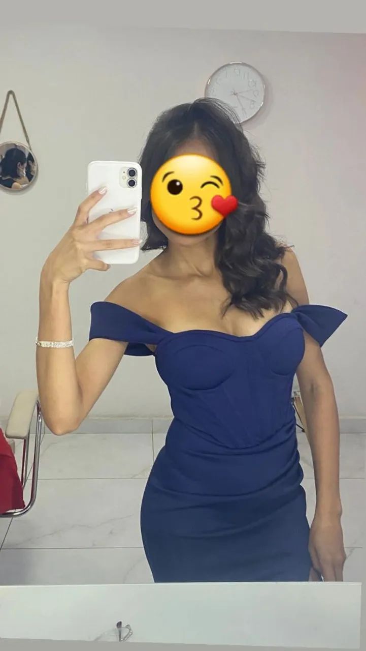 Vestido Longo Azul Decote Coração - Foto 4