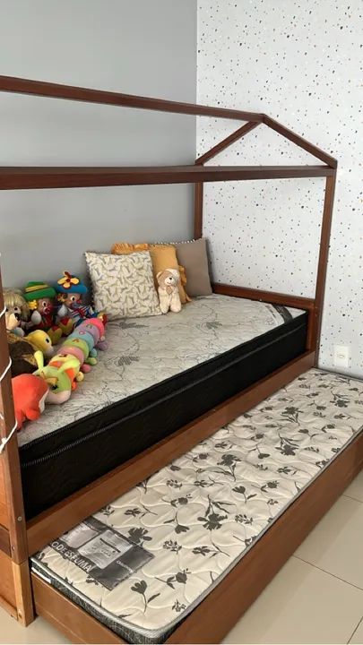 Bicama Infantil Casinha com 2 colchões Ortobom