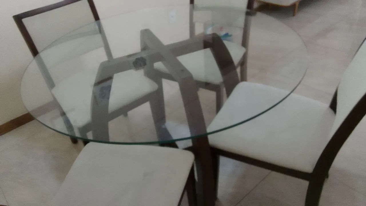 Mesa com tampão vidro 1m20 4 cadeiras - Foto 4
