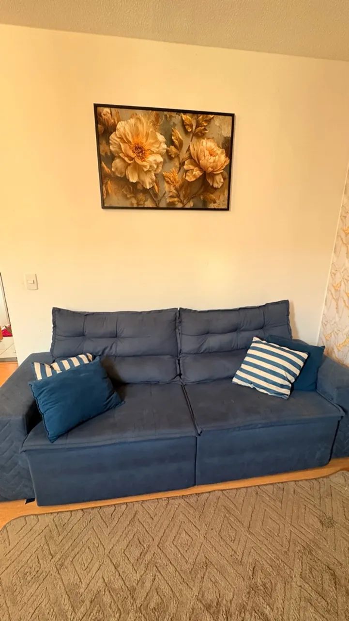 Sofá retrátil e reclinável azul 2,3m - Foto 2