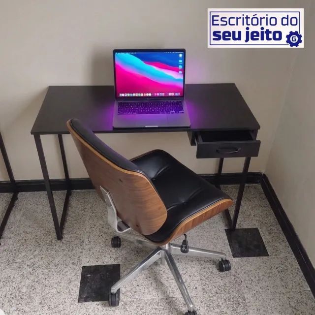 Mesa de Escritório Industrial com Gaveta 1,1M Multiuso para Computador Notebook de Estudo - Foto 2