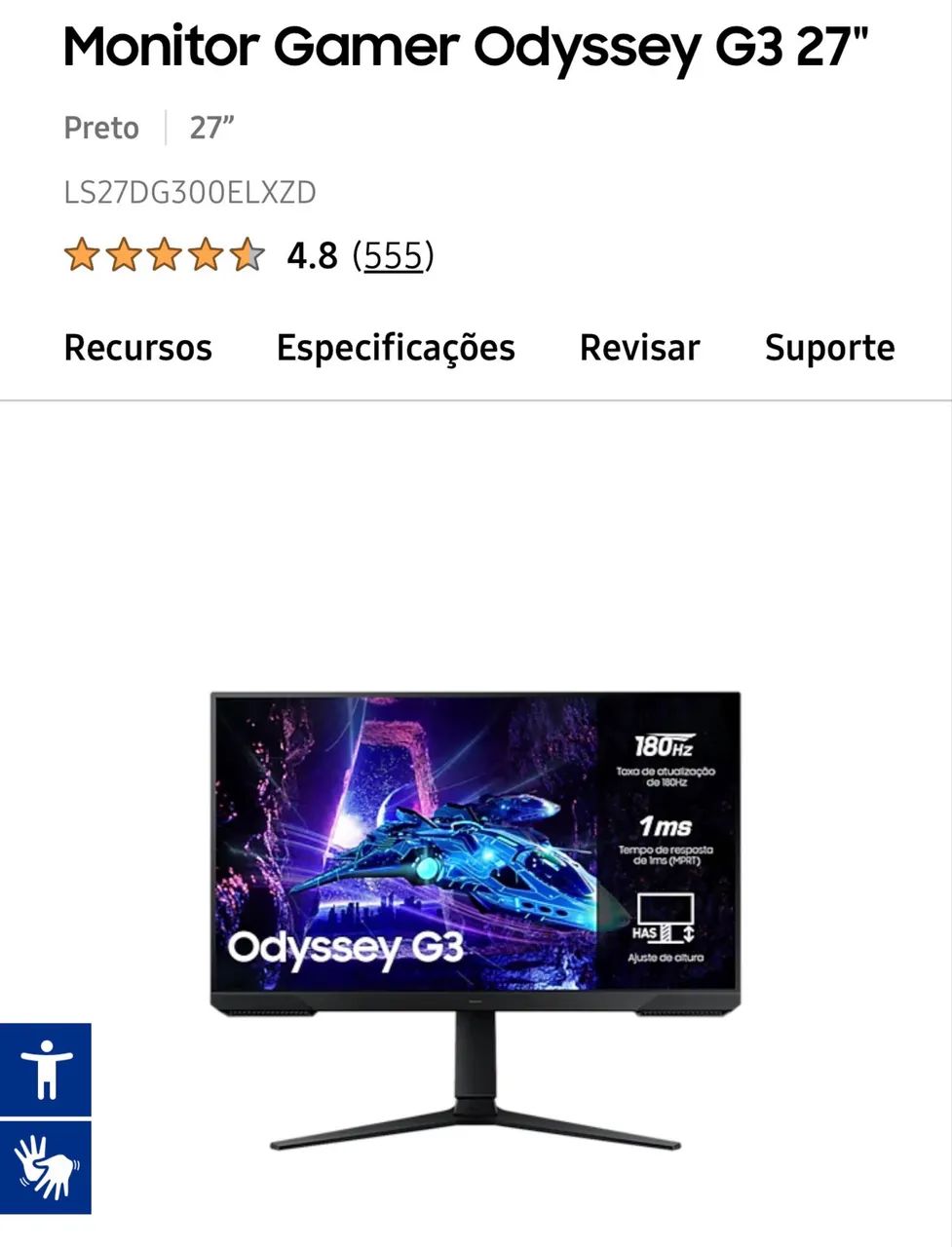 Monitor 27pol 165hz odyssey g3 - Foto 3