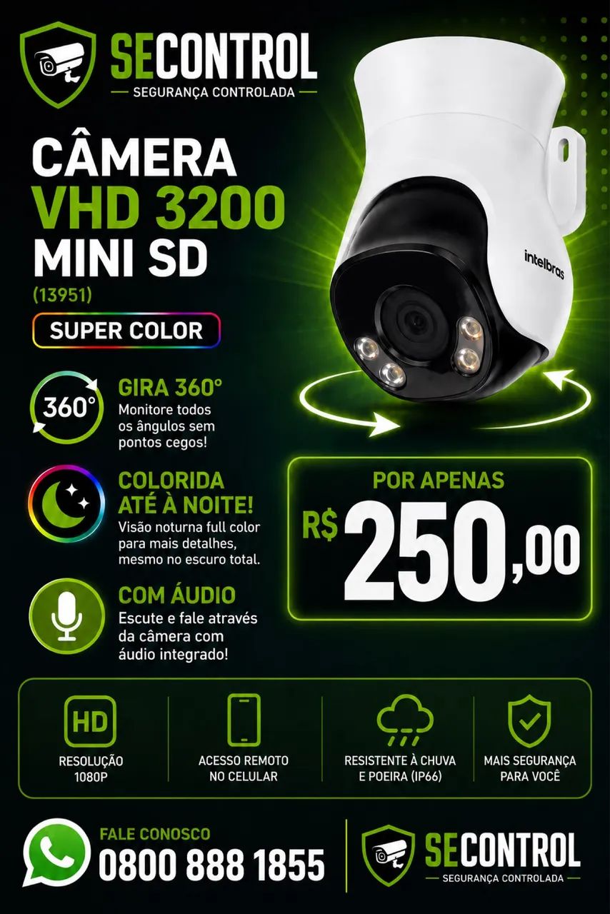 Mini speed dome intelbras, instalado 