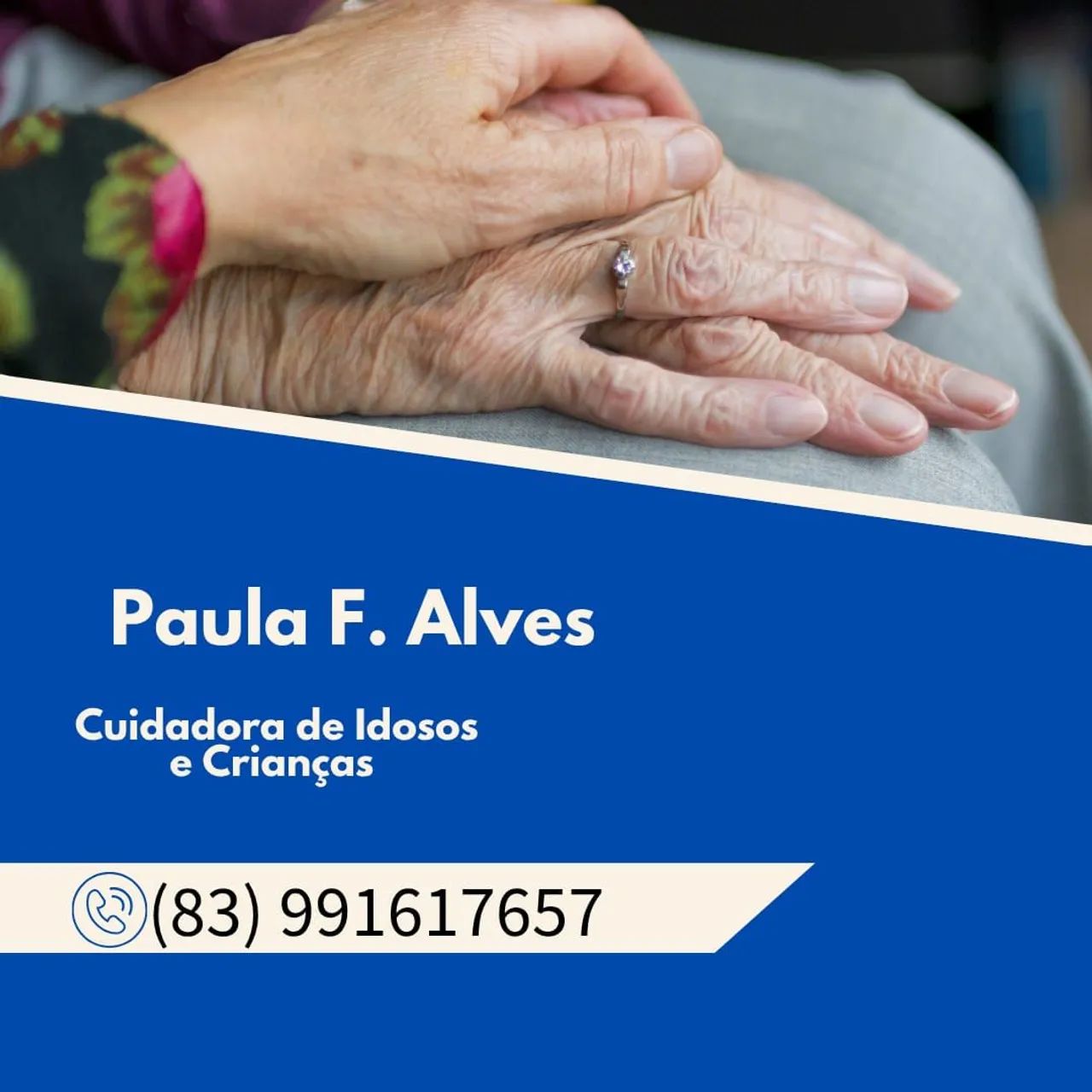 Paula cuidadora se idosos e crianças