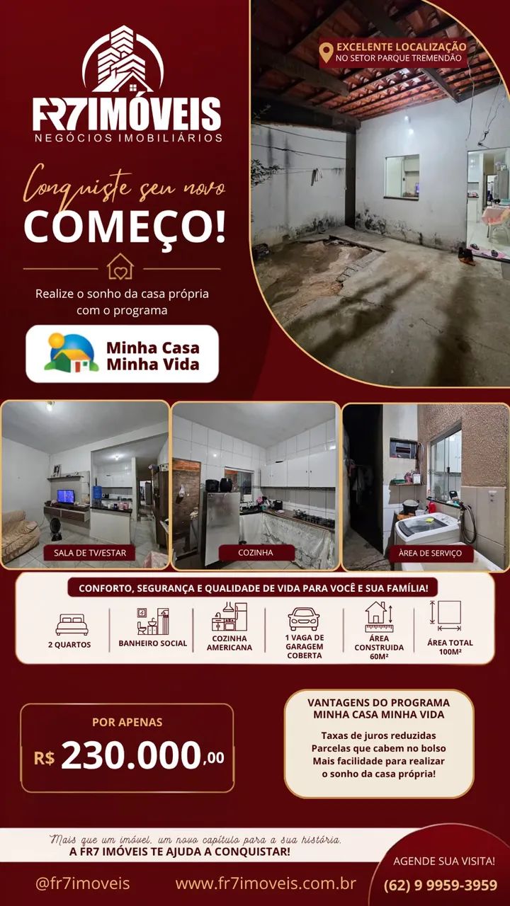 CASA 2 QUARTOS NO SETOR PARQUE TREMENDÃO - GOIÂNIA/GO - Foto 2