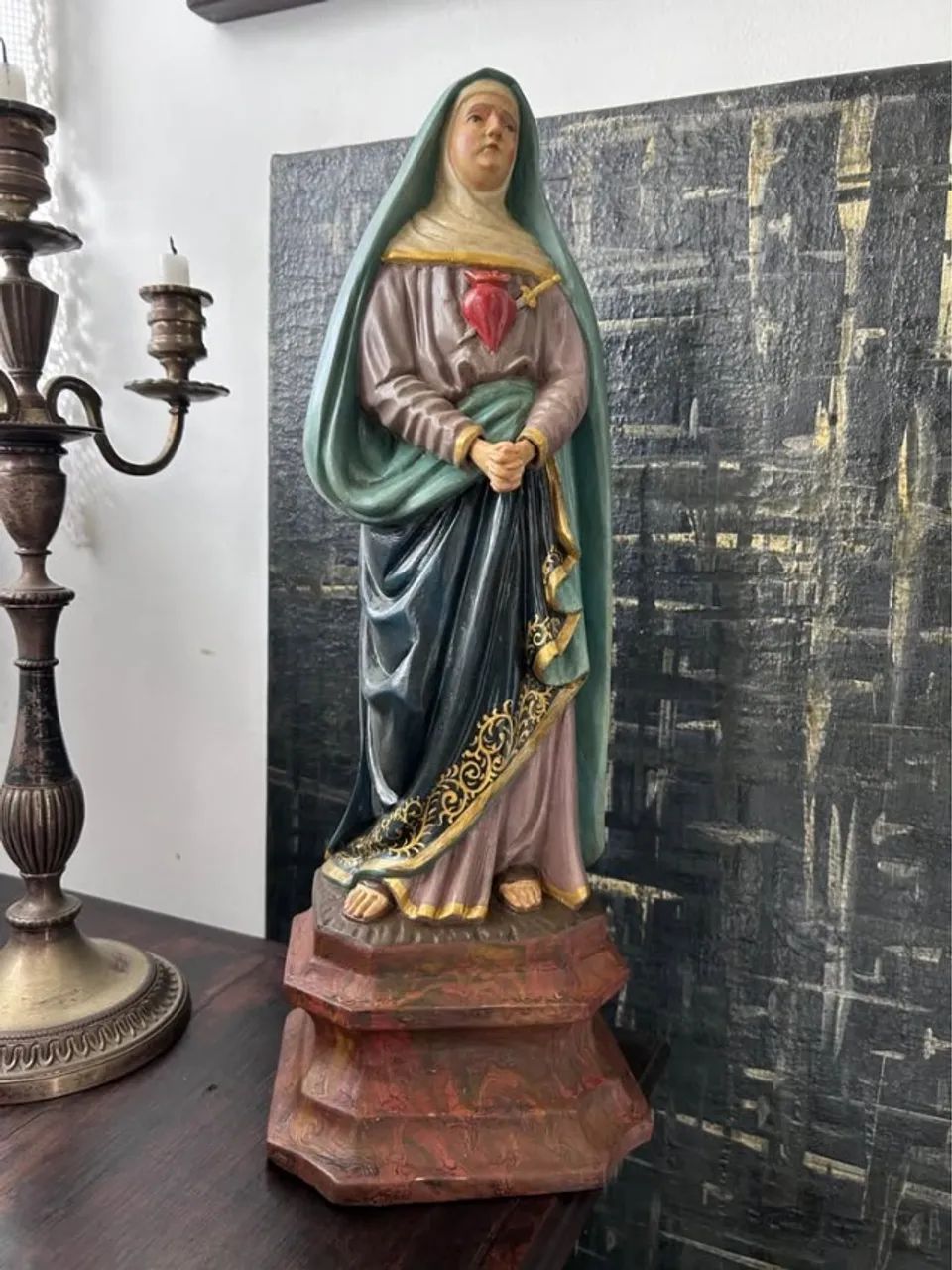 Nossa Senhora das Dores em madeira - Foto 5