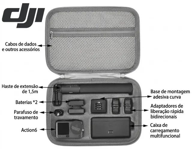 Bolsa Protege Bag Action Cam Dji Osmo Action6 Cabe o Combo Estojo Maletinha Camera de Ação - Foto 3