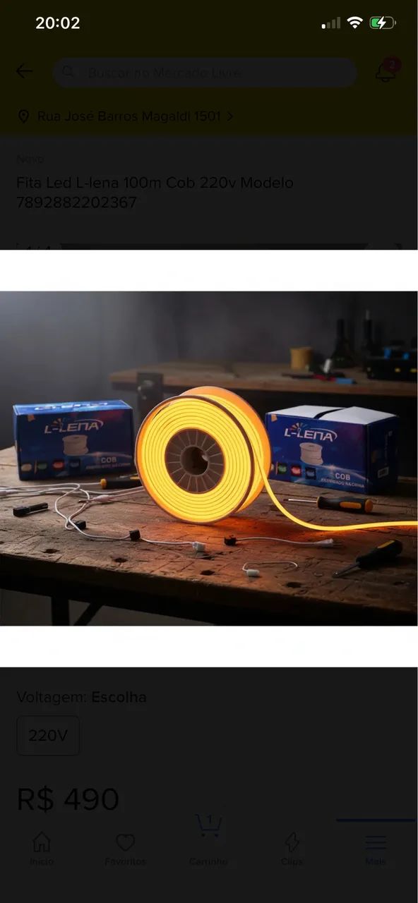 Fita Led L-Lena 100m COB 220V (4 conector/fonte 110V)