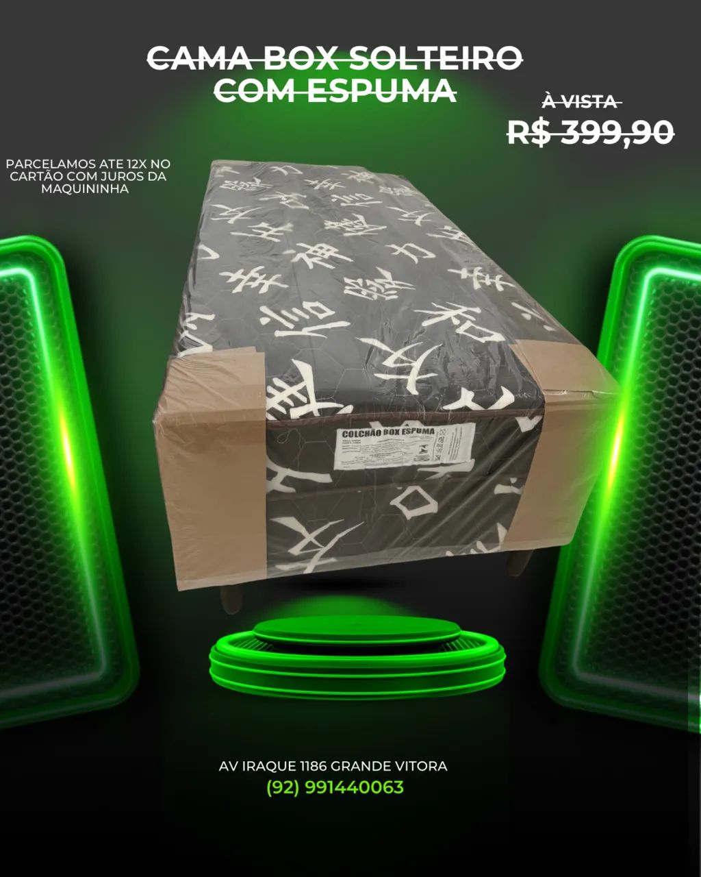 Cama box solteiro com espuma 