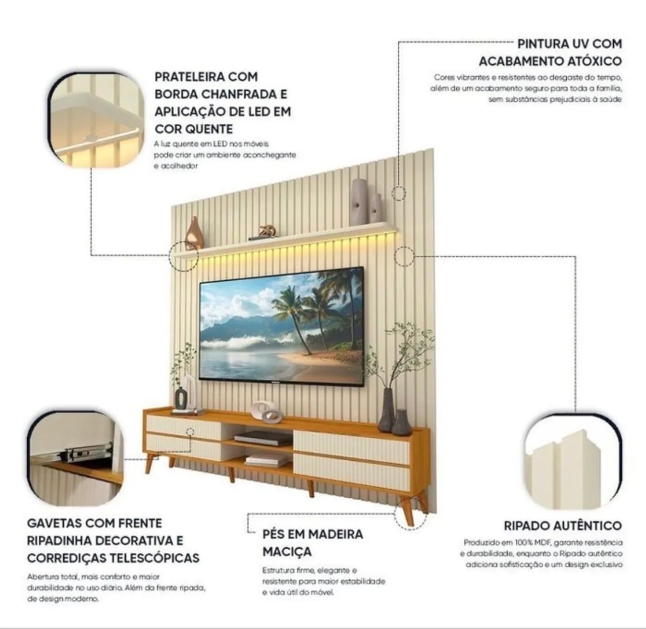 Conjunto Sala Serena 229 Off White e Naturale - Foto 2